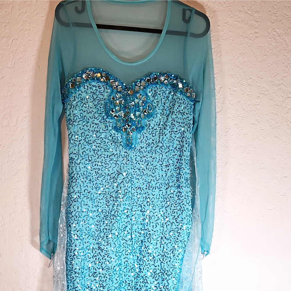 Leg Avenue Blue Sequin Long Sleeve Princess Elsa Frozen Costume Dress, Size M - Picture 2 of 14